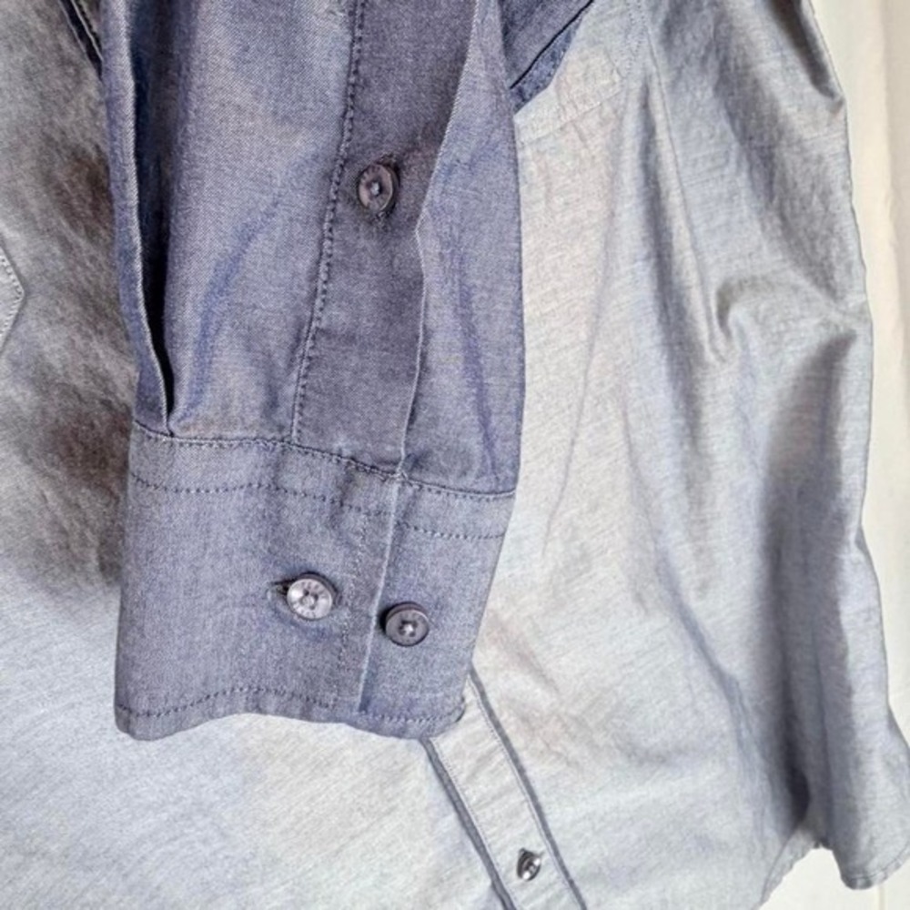 Perry Ellis Portfolio Mens Slim Fit Colorblock Button Down Shirt Grey Blue M - Picture 5 of 7